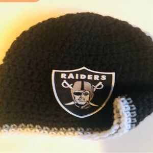 Raiders Beanie Hat Teen-Adult Choose with White Trim All Black